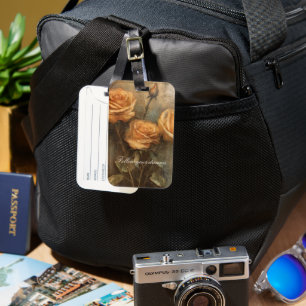Peach Rose Floral Romantic Luggage Tag