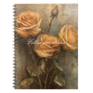 Peach Rose Floral Romantic Notebook