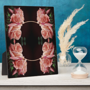 Peach Rose Floral Vintage Add Your Photo Plaque