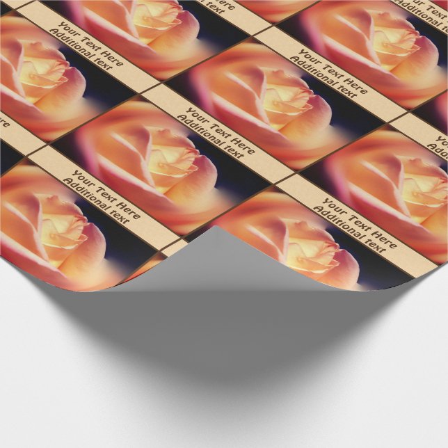 Peach Rose Flower Personalised Wrapping Paper (Corner)