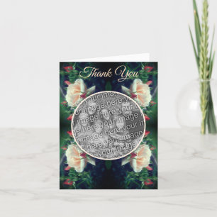 Peach Rose Flowers Wedding Photo  Thank You Card
