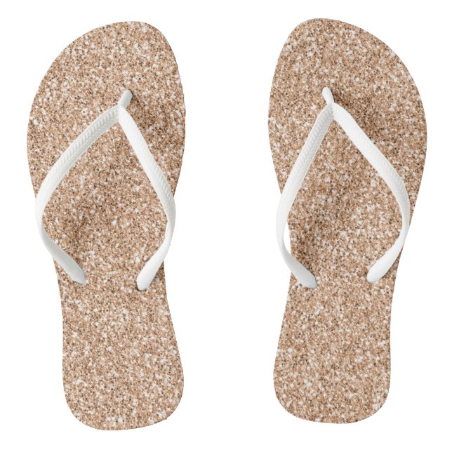 Peach Rose Gold Blush Glitter Glitz       Flip Flops (Footbed)