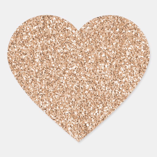 Peach Rose Gold Blush Glitter Glitz Heart Sticker (Front)