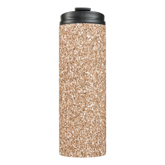 Peach Rose Gold Blush Glitter Glitz    Thermal Tumbler (Front)