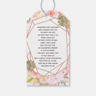 Peach & Rose Gold Geometric Bridal Display Shower Gift Tags
