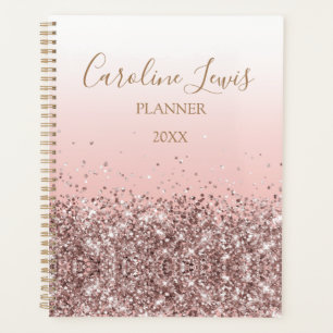 Peach Rose Gold Glitter 2023 Planner With Name