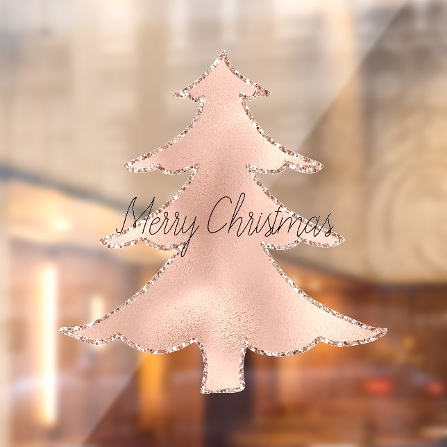 Peach Rose Gold Glitter Christmas Tree     Window Cling (Sheet 2)
