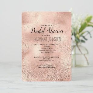 Peach Rose Gold Glitzy Glitter      Invitation