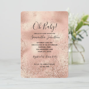 Peach Rose Gold Glitzy Glitter   Invitation