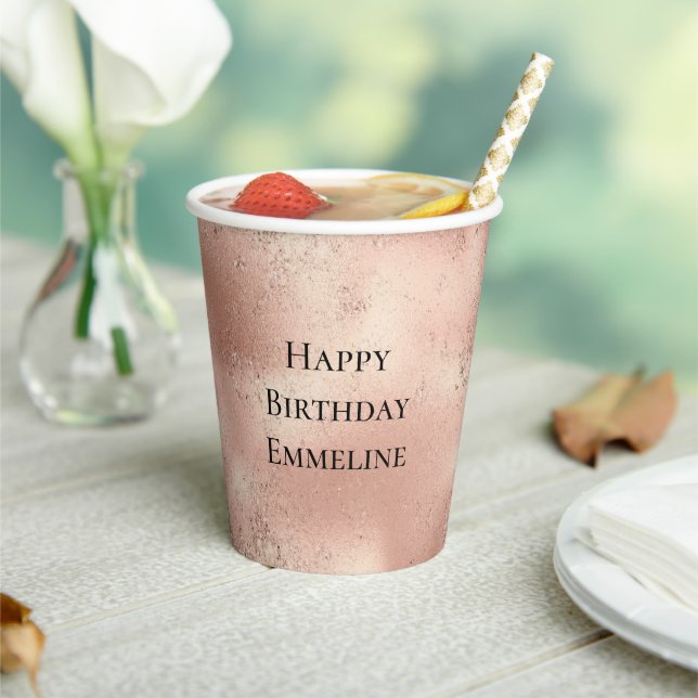 Peach Rose Gold Glitzy Glitter Paper Cups (Insitu)