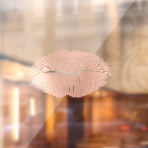 Peach Rose Gold Lips Kiss Window Cling