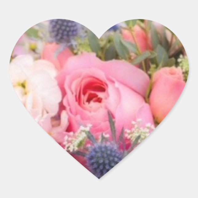 Peach Rose Heart Stickers (Front)