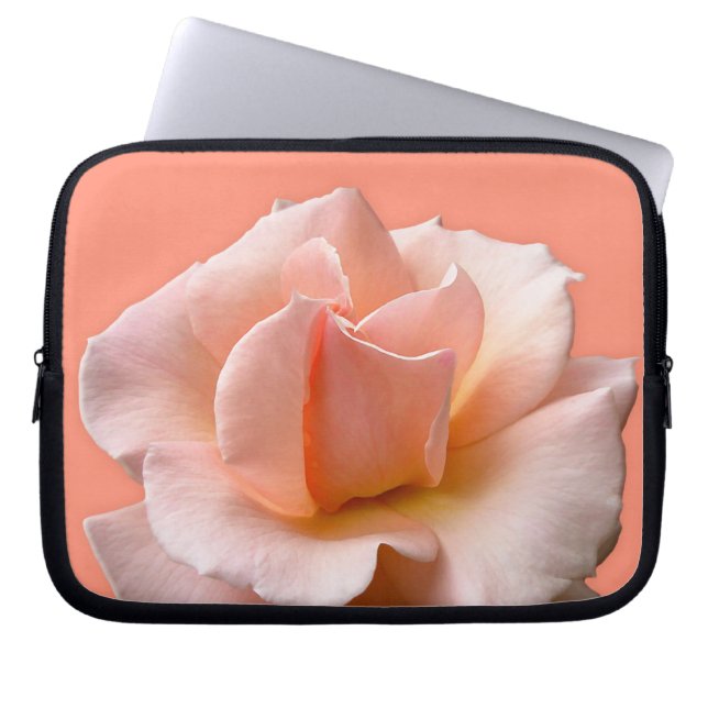 Peach Rose Laptop Sleeve Wild Rose Tablet Case (Front)