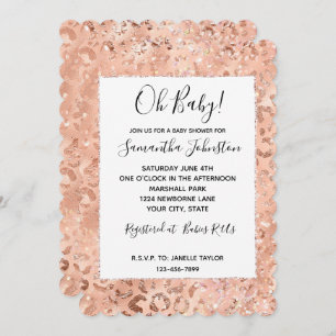 Peach Rose Leopard Glitz Invitation