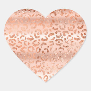 Peach Rose Leopard Heart Sticker