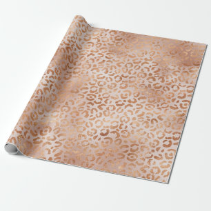 Peach Rose Leopard Print   Wrapping Paper