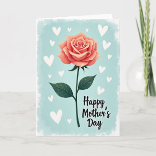 Peach Rose Mothers Day Hearts Card