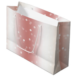 Peach Rose Ombre Gold Christmas Large Gift Bag