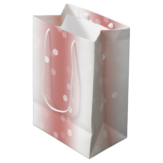 Peach Rose Ombre Gold Christmas Medium Gift Bag (Front Angled)