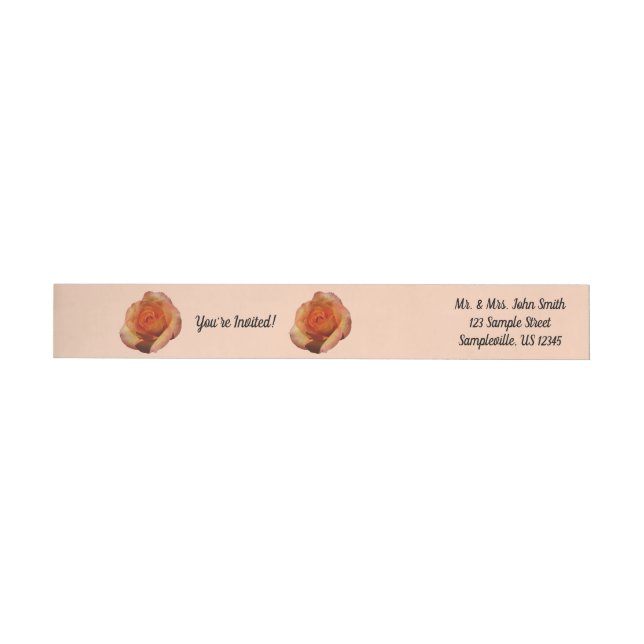 Peach Rose Orange Floral Photography Wrap Around Label (Individual)
