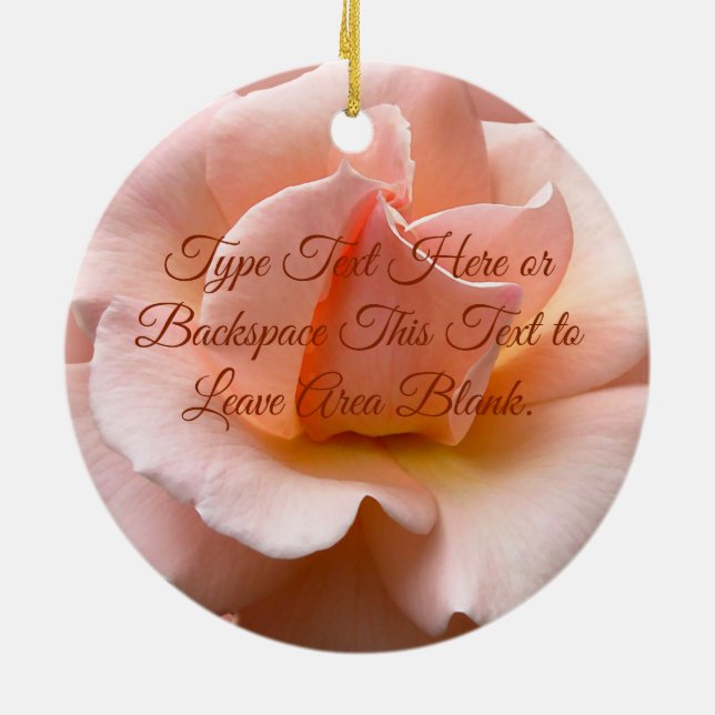 Peach Rose Ornament Personalised Rose Decorations (Back)