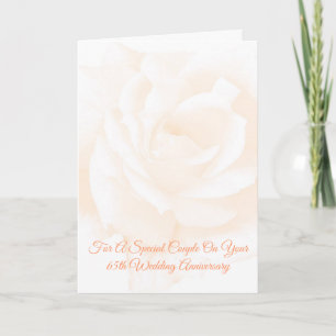 Peach Rose Personalised 65th Wedding Anniversary Card