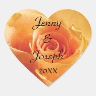 Peach Rose Personalised Wedding Sticker