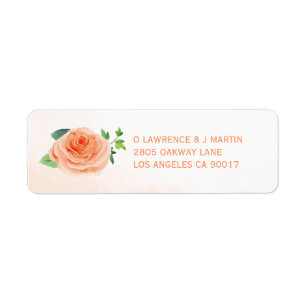 Peach Rose Return Address Labels