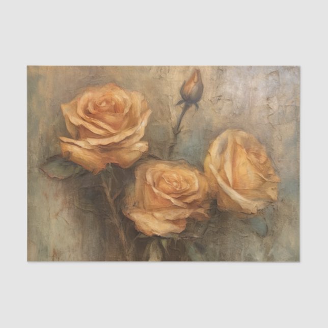 Peach Rose Romantic Floral Tissue Paper (Front)
