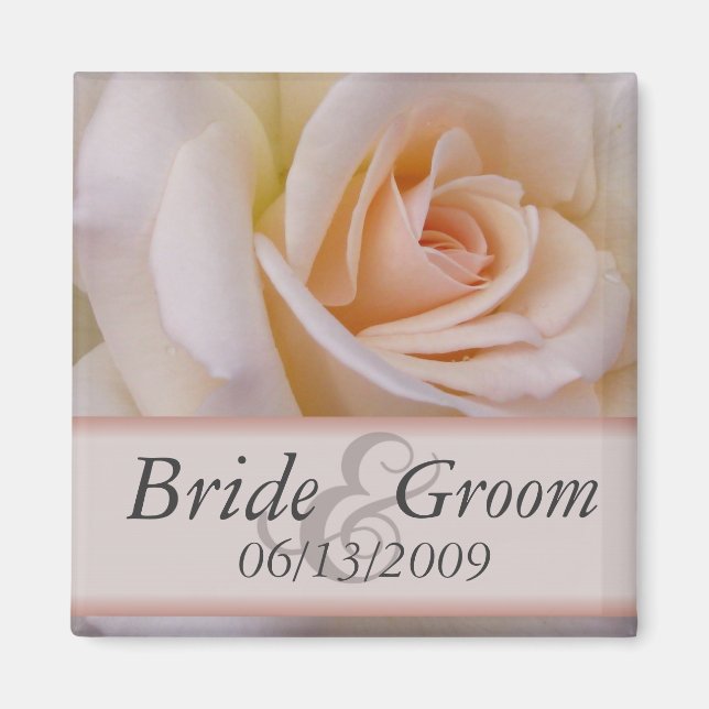 Peach rose save the date magnets - Customised (Front)