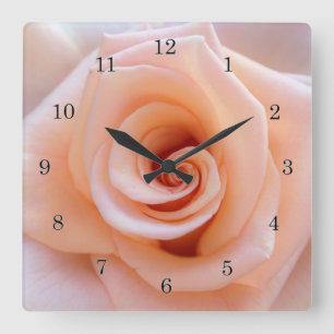 Peach Rose Square Wall Clock