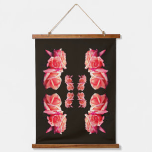 Peach Rose Trio Abstract Floral Art Hanging Tapestry