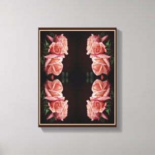 Peach Rose Trio Abstract Floral Vintage Canvas Print