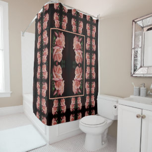 Peach Rose Trio Abstract Floral Vintage Shower Curtain
