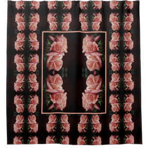 Peach Rose Trio Floral Art Vintage Shower Curtain