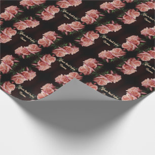 Peach Rose Trio Floral Vintage Personalized Wrapping Paper