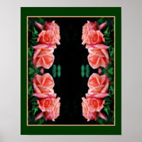 Peach Rose Trio Mirror Abstract Floral Art 