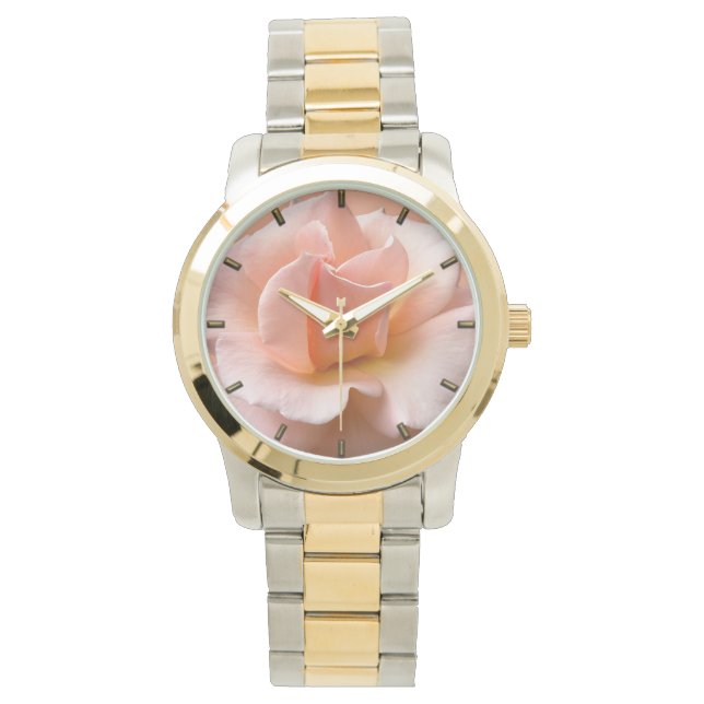 Peach Rose Watch Wildflower Wildrose Wrist Watches (Front)