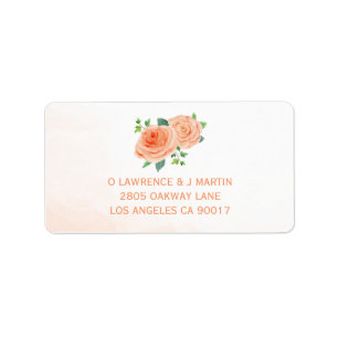 Peach Rose Watercolor Label