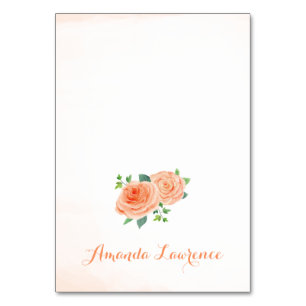 Peach Rose Watercolor Personalised Place Cards