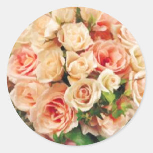 Peach Rose Wedding Bouquet Stickers