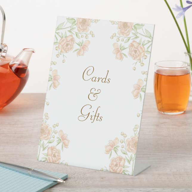Peach Rose Wedding Cards Gift Sign (In SItu)