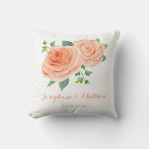Peach Rose Wedding Cushion