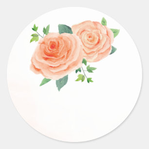 Peach Rose Wedding Favour Stickers