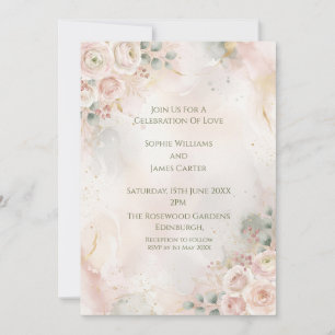 Peach Rose Wedding Invitation