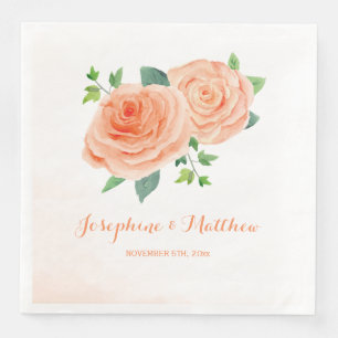 Peach Rose Wedding Napkin