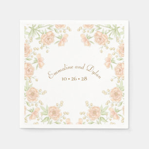 Peach Rose Wedding Napkin