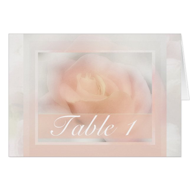peach rose wedding table place card (Front Horizontal)