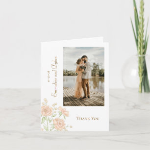 Peach Rose Wedding Thank You Cards Photo