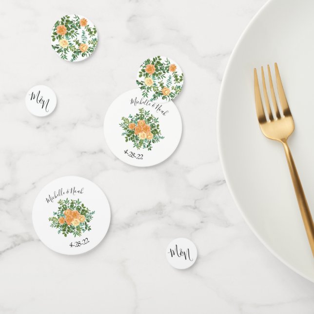 Peach Rose Wedding Vintage Confetti (Group)